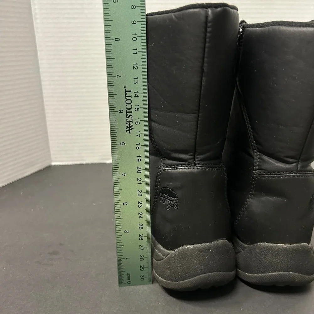 Totes Winter Boots Womens 8M Black Good Dual Zipper Quilted 024-8906
